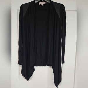 Drape cover up with leather look shoulders